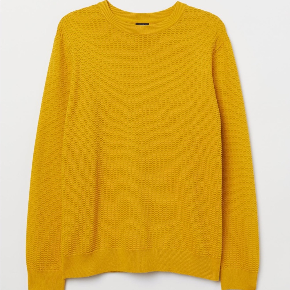 NWT H&M Yellow Textured-knit Sweater size M
